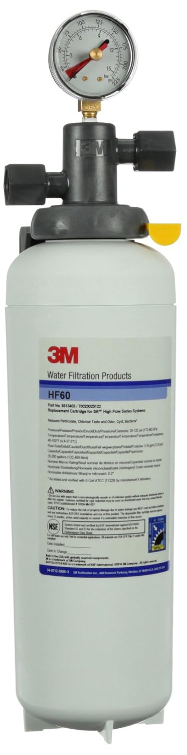 3M Water Filtration Products Filter System, Model BEV160, 35000 Gallon Capacity, 3.34 gpm Flow Rate, 0.2 Micron