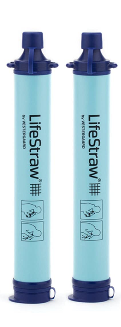 LifeStraw Personal Water Filter for Hiking, Travel and Emergency, Blue, 2PK