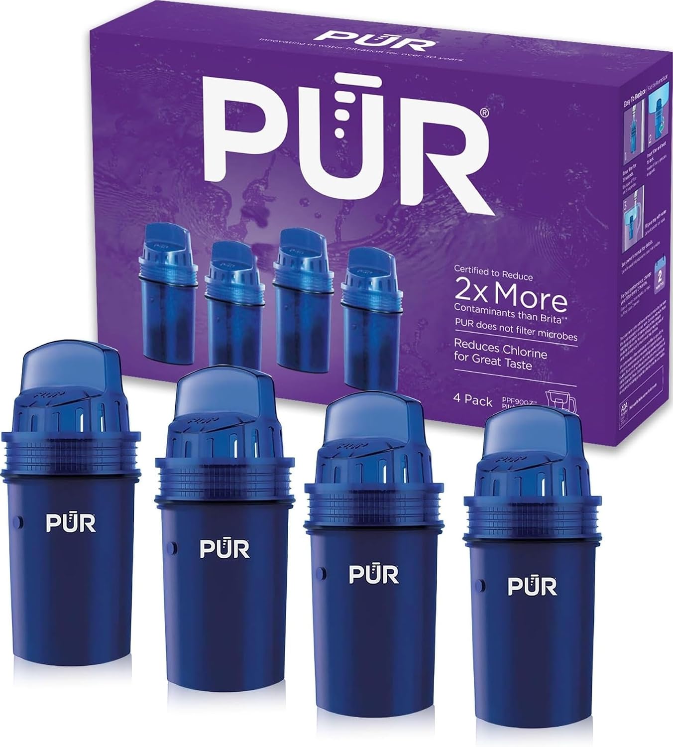 PUR Water Pitcher and Dispenser Replacement Filter 4-Pack