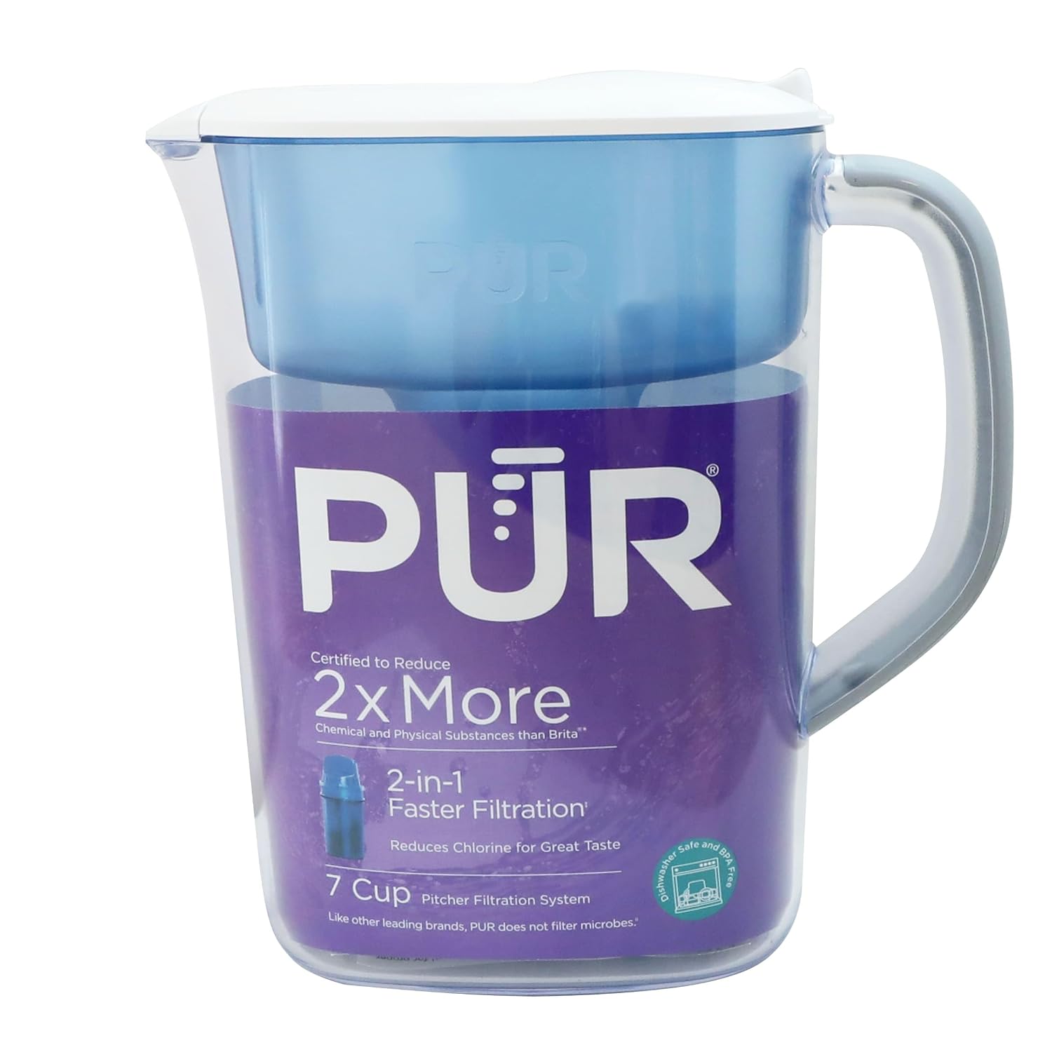 PUR 7-Cup Water Filter Pitcher, Includes 1 Genuine PUR Filter, White