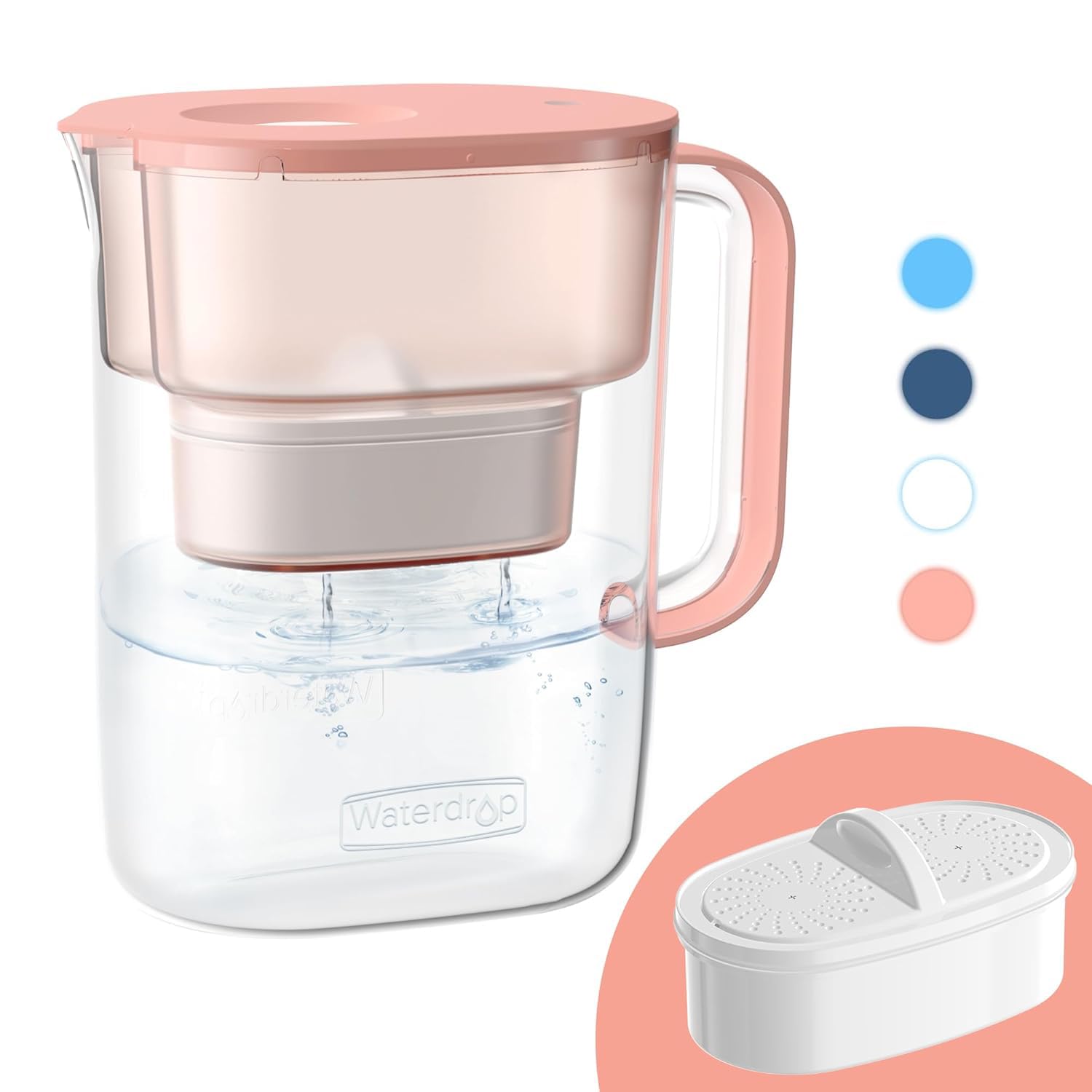 Waterdrop PT-07R Water Filter Pitcher, 10-Cup, Pink
