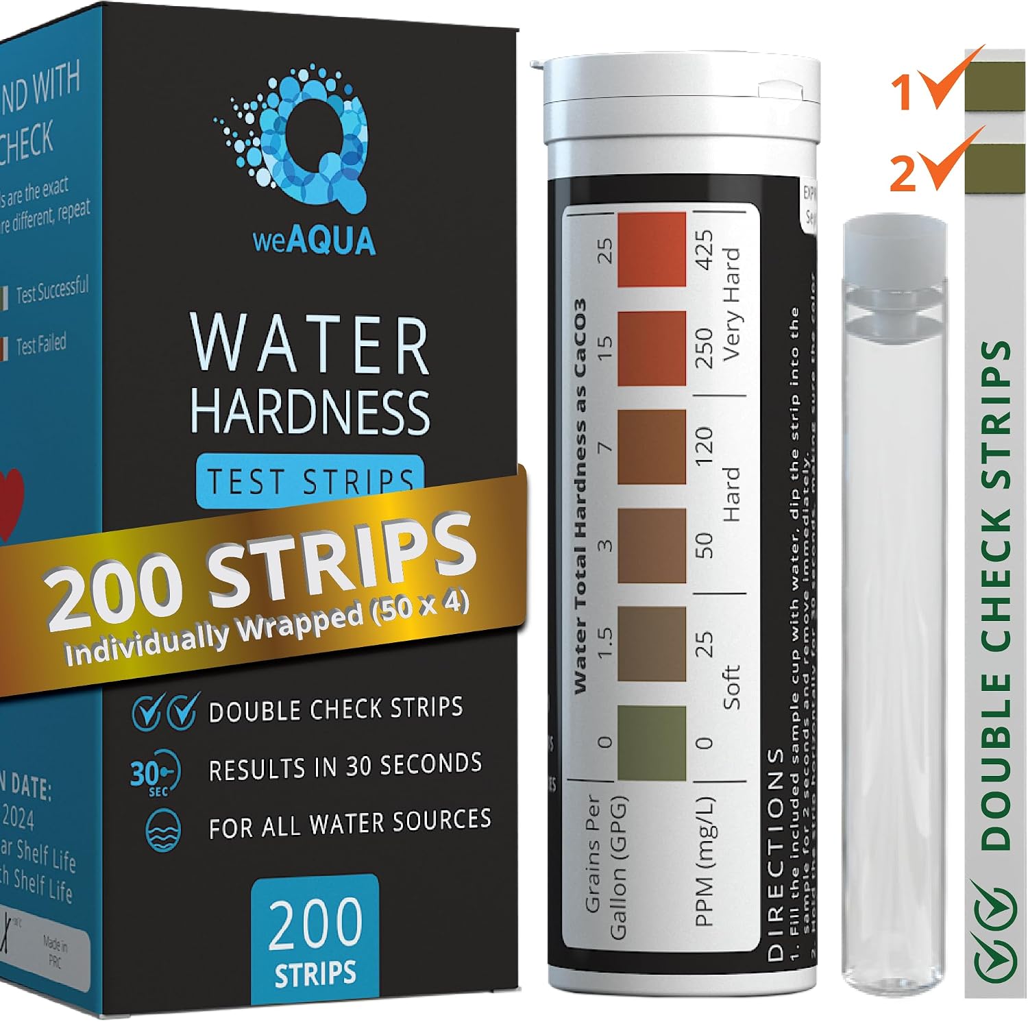 DoubleCheck Water Hardness Test Kit 200 Strips (B0D5DLWK43)