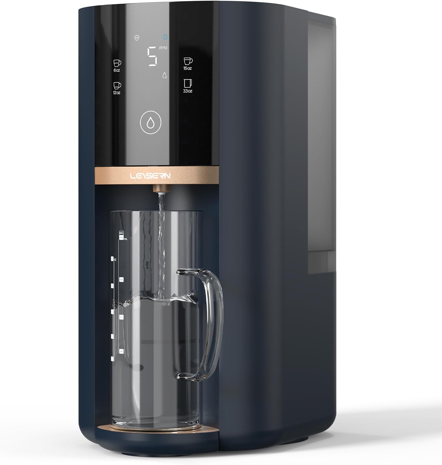 Leysern Countertop Reverse Osmosis Water Filter with UV, No Installation | 7-Stage RO Filtration with Remineralization, Portable Water Purifier with Pitcher, 360° Swivel Base, NSF/ANSI 372 Certified