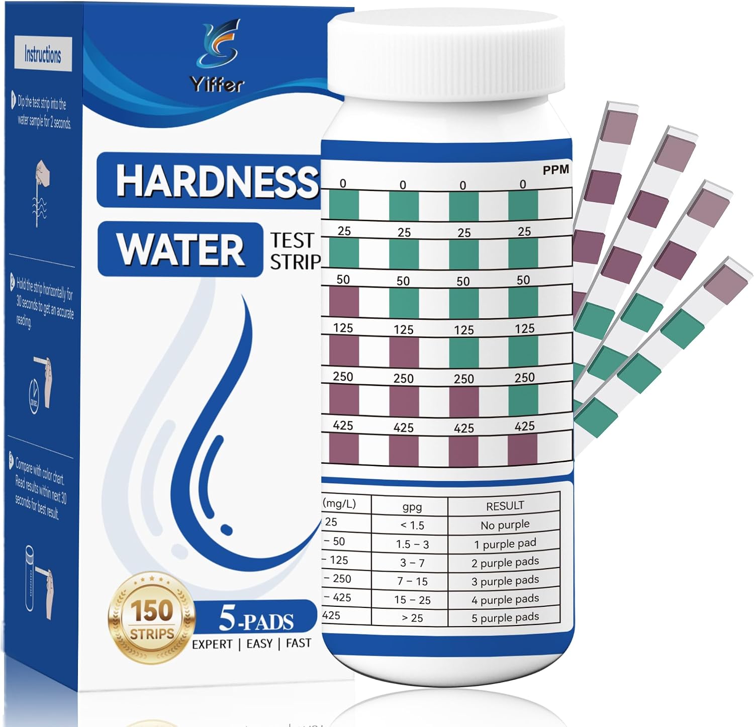 Water Hardness Test Kit 5-Pads 150 Strips (B0GWP8STVL)