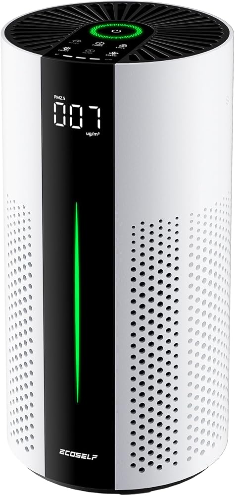 ECOSELF Air Purifiers for Home Large Room Up to 1800 Ft², HEPA Air Purifier | Air Purifiers for Bedroom with 360° Air Intake, PM2.5 Display, Smart Auto & 20 dB Sleep Modes for Dust, Smoke & PoIIen