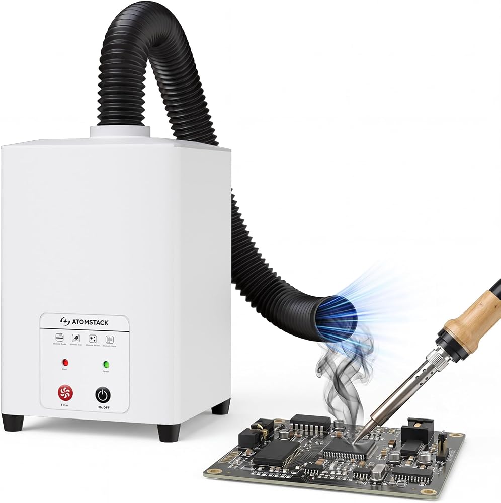 ATOMSTACK D5 Smoke Purifier, 1400Pa High Suction Air Filter with 3-Layer HEPA & Carbon Filtration, 99.5% Purification Rate for Laser Engraving, Soldering, and Desktop DIY Projects, 3-Speed Control