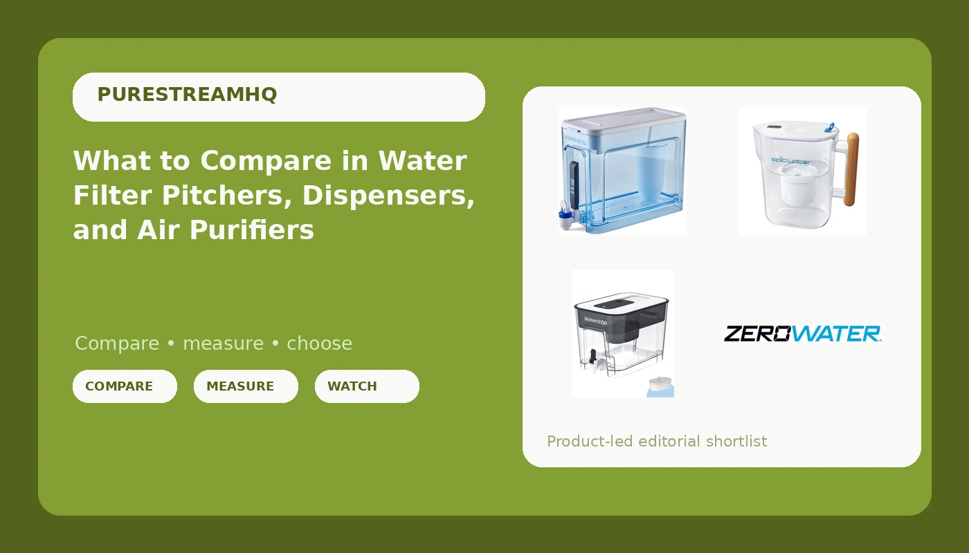 What to Compare in Water Filter Pitchers, Dispensers, and Air Purifiers